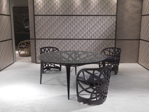 GALILEO - Round wood and glass table - Table by Carpanelli