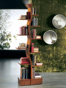GIOVANE ALBERO - Freestanding gold leaf bookcase with built-in lights - Cabinet by Carpanelli