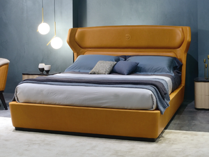MISTRAL - Leather double bed with high headboard - Bed frame by Carpanelli