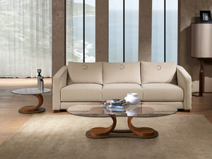 MISTRAL - Oval wood and glass coffee table - Coffee table by Carpanelli