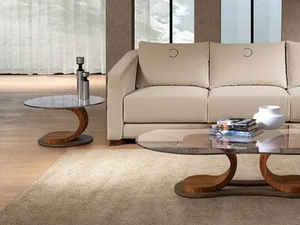 MISTRAL - Round wood and glass coffee table - Coffee table by Carpanelli