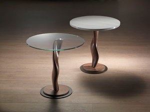PISTILLO - Round wood and glass coffee table - Coffee table by Carpanelli