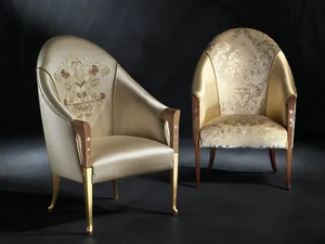 POZZETTO - Upholstered wooden armchair with armrests - Armchair by Carpanelli