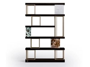 AIDA - Wall-mounted double-sided wooden, marble and metal bookcase - Cabinet by Carpanese Home