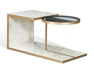 ALFRED M - Marble coffee table with glass insert - Coffee table by Carpanese Home