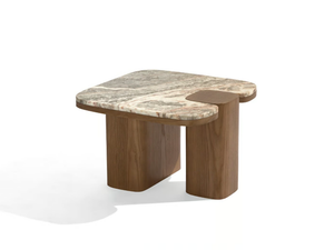 ERICE S - Square coffee table with wooden base and marble top - Coffee table by Carpanese Home