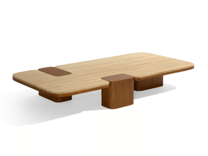 ERICE XL - Low rectangular coffee table with wooden base and marble top - Coffee table by Carpanese Home