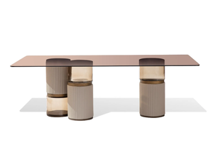 IMPERIAL S - Rectangular glass table with leather bases - Table by Carpanese Home
