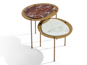 ISLAND H - L - Oval marble coffee table with brass frame - Coffee table by Carpanese Home
