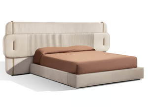PAPILLON - Upholstered leather and velvet bed with high headboard - Bed frame by Carpanese Home