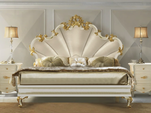 DIAMANTE - Wooden double bed with upholstered headboard - Bed frame by CASA +39
