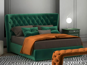 FLY - Upholstered fabric double bed with tufted headboard - Bed frame by CASA +39
