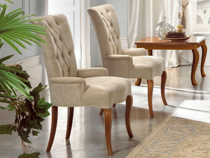 GIULIETTA - Upholstered tufted wooden chair with armrests - Chair by CASA +39