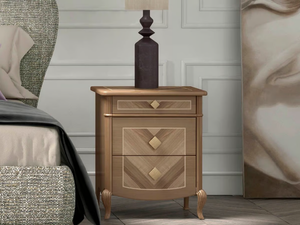 PRESTIGE 2 - Wooden bedside table with drawers - Side table by CASA +39
