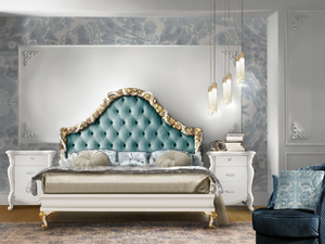 PUCCINI - Upholstered wooden bed with tufted headboard - Bed frame by CASA +39