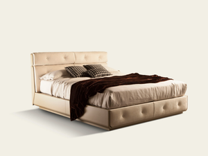 LEONARDO - Leather double bed with tufted headboard - Bed frame by Casa Covre