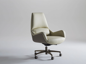 SANREMO - Leather executive chair with 5-spoke base with castors