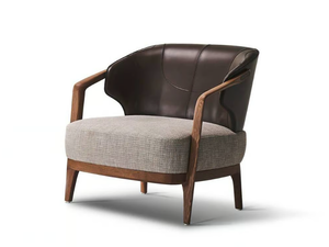 SYDNEY - Leather and fabric armchair with armrests - Armchair by Casa Covre