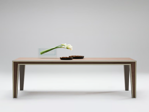 VERSILIA - Rectangular wooden table with leather details