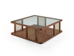 AUDREY - Square wood and glass coffee table - Coffee table by Casa Magna