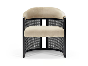 GRACE VINTAGE - Velvet and Vienna straw easy chair with armrests - Armchair by Casa Magna