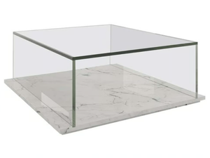 LUZ - Low tempered glass coffee table and marble base - Coffee table by Casa Magna