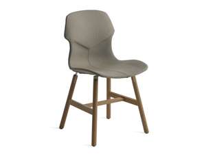 STEREO WOOD IMBOTTITA FRONTE/RETRO - Upholstered leather chair with removable cover - Chair by Casamania & Horm