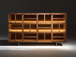TORII - Wood and glass sideboard with integrated lighting - Cabinet by Casamania & Horm