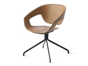VAD GIREVOLE CUOIETTO - Swivel trestle-based tanned leather chair - Chair by Casamania & Horm