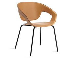 VAD IMPILABILE CUOIETTO - Tanned leather chair with armrests - Chair by Casamania & Horm