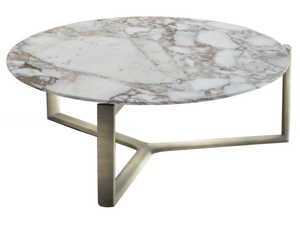 ARNE - Low round marble coffee table with metal frame - Coffee table by Casamilano