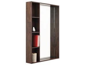 ARCA MEDIUM - Rectangular wall-mounted walnut mirror with shelf - Accessories by Case