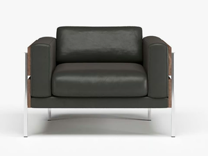 FORUM - Leather armchair with armrests - Armchair by Case