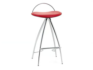 COCO - High chromed steel stool with leather seat - Stool by Cattelan Italia