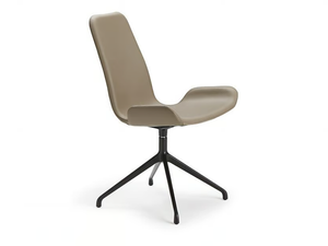 FLAMINGO - Trestle-based swivel leather chair - Chair by Cattelan Italia