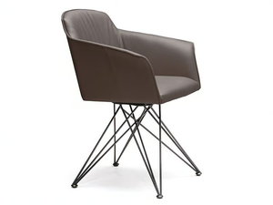 FLAMINIA - Swivel leather chair with armrests - Chair by Cattelan Italia