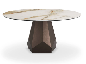 ZERMATT KERAMIK - Round steel table and ceramic top - Table by Cattelan Italia