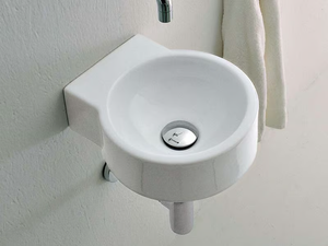 MINI TWIN - Wall-mounted ceramic handrinse basin round - Washbasin by Ceramica Flaminia