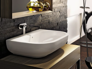 PASS 72 - Countertop wall-mounted ceramic washbasin with overflow - Washbasin by Ceramica Flaminia