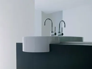 TWIN SET 52 - Semi-inset single round ceramic washbasin - Washbasin by Ceramica Flaminia
