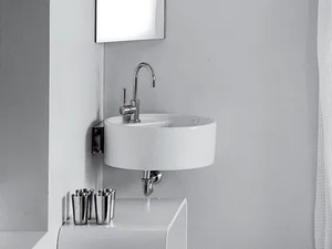 TWIN SET 52 - Wall-mounted corner single ceramic washbasin - Washbasin by Ceramica Flaminia
