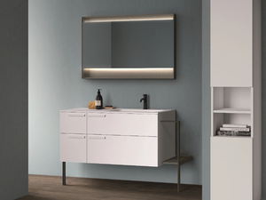 CARTABIANCA - Floor-standing laminate vanity unit with towel rail - Washbasin cabinet by Cerasa