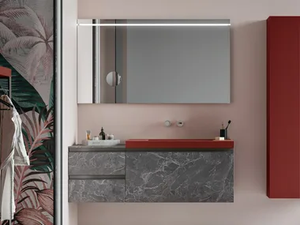 CARTABIANCA - Single melamine-faced chipboard vanity unit with drawers - Washbasin cabinet by Cerasa