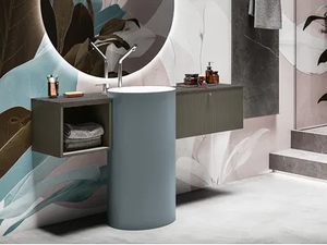 COLONNA CAPSULE N.1 15 - Freestanding round Solid Surface washbasin - Washbasin by Cerasa