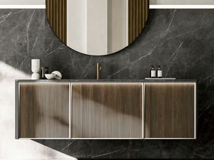 HONEY - Wall-mounted wood veneer vanity unit with drawers - Washbasin cabinet by Cerasa