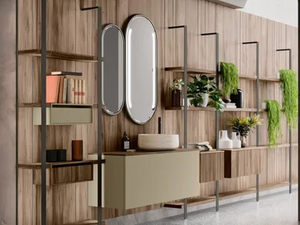 NEROLAB - Single wooden vanity unit with drawers - Washbasin cabinet by Cerasa