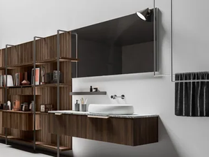 NEROLAB - Wall-mounted wood veneer vanity unit with drawers - Washbasin cabinet by Cerasa
