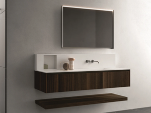 NEROLAB - Wall-mounted wood veneer vanity unit with drawers - Washbasin cabinet by Cerasa