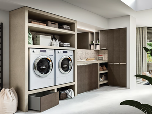 REGOLA COMP.5 - Sectional wooden laundry room cabinet - Cabinet by Cerasa