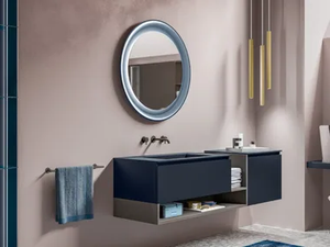 SEGNO - Single melamine-faced chipboard vanity unit with drawers - Washbasin cabinet by Cerasa
